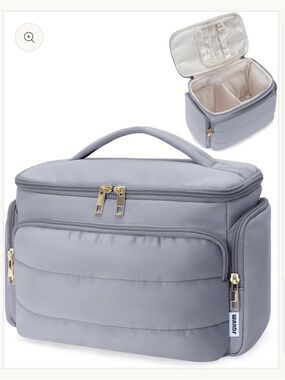 WANDF Travel Toiletry Bag for Women, Wide-open Large Makeup Bag with Handle